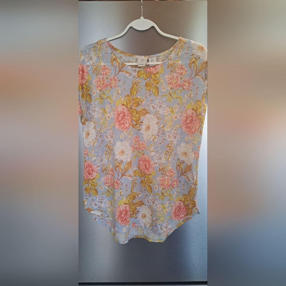 Ladies Joie Linen Top Blue Pink Floral Breathable Beach Sleeveless Summer Large